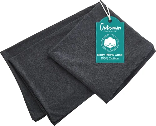 Vista 13 de Oubonun Funda de almohada corporal 100% algodón jersey con cremallera, funda de almohada extraíble suave de lujo, larga y esponjosa, de punto