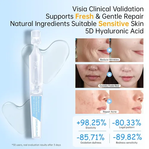 Vista 6 de Frascos de suero ultra hidratante al 5% con niacinamida, células madre de colágeno, Wake Nature Perfection Antienvejecimiento Hidratación
