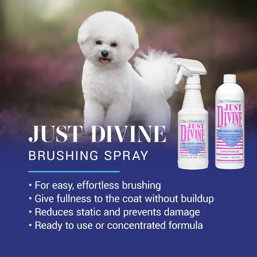 Vista 2 de Chris Christensen Just Divine Spray de Cepillado para Perros, Acicala Como un Profesional, Previene Daños por Cepillado, Desenredante Ligero, Listo