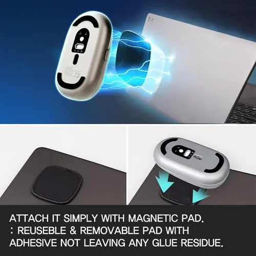 Vista 8 de Magnito - Ratón magnético inalámbrico Bluetooth para MacBook, iPad, laptop, Windows, Chrome OS, Linux - Compacto y portátil, acoplable, clics Rosa