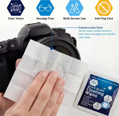 Vista 5 de MED PRIDE Toallitas de limpieza antivaho para lentes y pantallas para anteojos, pantallas táctiles, prehumedecidas, antiestáticas, de secado rápido