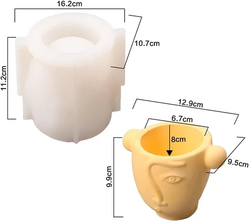 Vista 2 de Molde de silicona de cemento Ceative Face Flower Pot Mold DIY Pen Holder Making Tools