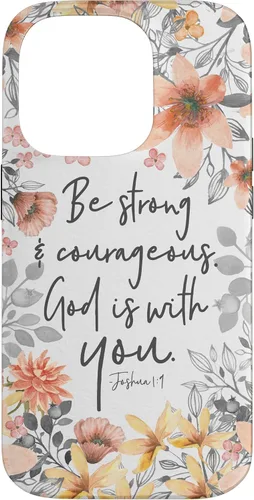Vista 17 de Funda para iPhone 17 con cita cristiana de Joshua 1:9 con diseño de acuarela bonita floral