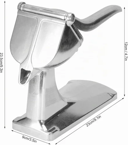 Vista 4 de Mini exprimidor manual multifunción para limón, naranja, lima, tomate, pera, exprimidor de prensa de aleación de aluminio con base antideslizante