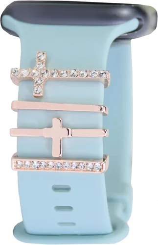 Vista 14 de Abrazaderas de Correa de Reloj - Anillos Decorativos Compatibles con Correas de Cuero de Silicona para Apple Watch - Accesorios de Correa Deslizante