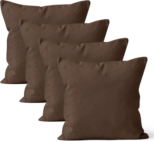 Vista 30 de Encasa XO Juego de 2 fundas de almohada de 12 x 12 pulgadas, color beige, sin rellenos, fundas de almohada de algodón para sala de estar, cama
