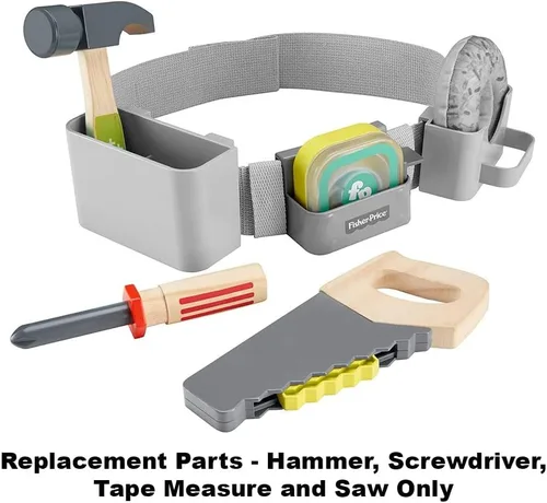 Vista 4 de Piezas de repuesto para cinturón de herramientas Fisher-Price DIY - GGT60 ~ Martillo de simulación de repuesto, destornillador, cinta métrica