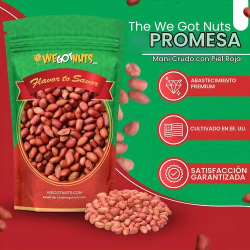 Vista 3 de Cacahuetes We Got Nuts crudos de cáscara roja (sin sal), bolsa a granel de 5 libras
