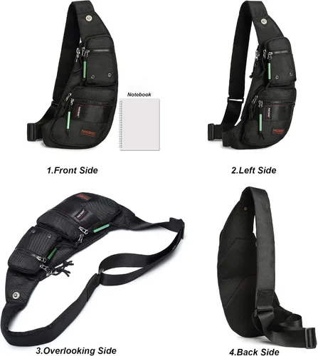 Vista 2 de NICGID Mochilas tipo bandolera, bolsa de pecho con bandolera, bolsas cruzadas de hombro para hombres y mujeres, viajes al aire libre Outdoor Travel