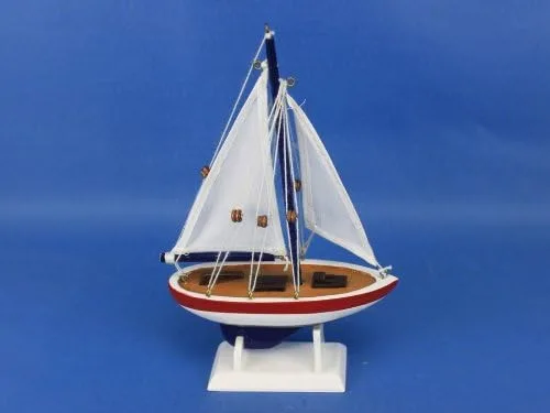 Vista 4 de USA Sailer 9" - Pequeño velero de madera - Modelo de decoración de velero - Nautical Them