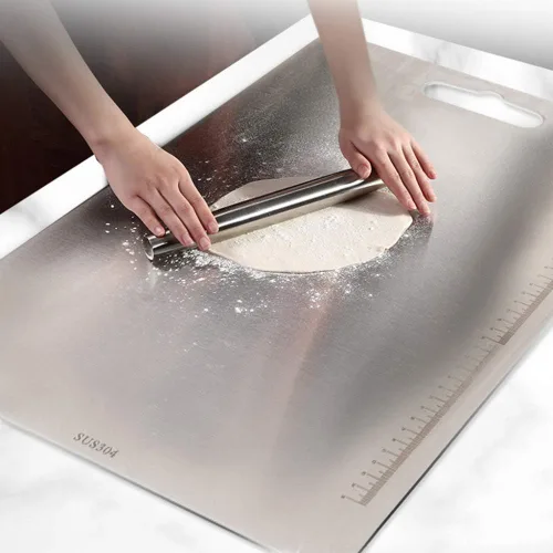 Vista 5 de Tabla de cortar tabla de cortar pequeña bandeja para servir, tabla de cortar de acero inoxidable para cocina, tabla de cortar resistente, bloque
