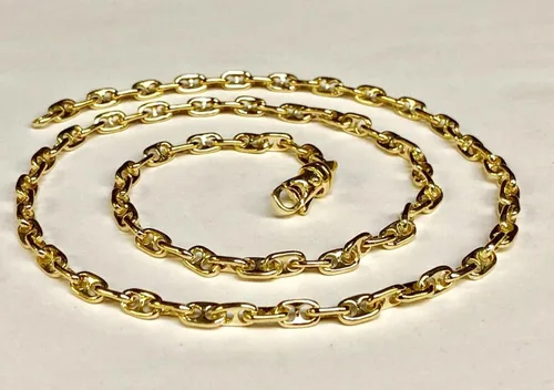 Vista 6 de TEX Pulsera de eslabones marineros de ancla hecha a mano de oro amarillo macizo de 14 k, 8 pulgadas, Oro, Sin piedra