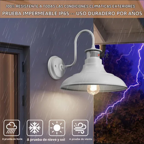 Vista 8 de Paquete de 2 apliques de pared de cuello de ganso estilo granja, luces de granero, sensor de movimiento y del anochecer al amanecer, accesorios