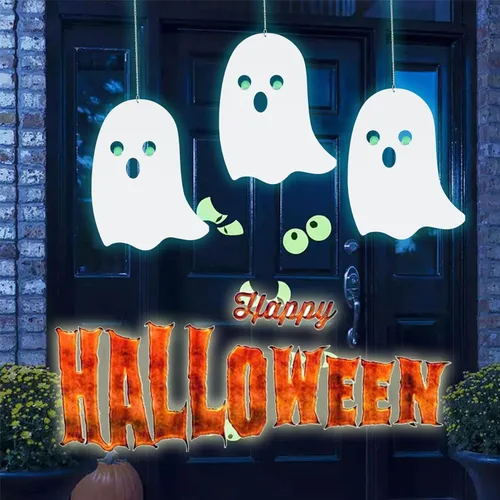 Vista 5 de Ghosts - Decoraciones de Halloween para exteriores, paquete de 3 fantasmas colgantes de 21 pulgadas para uso en interiores y exteriores BVLFOOK