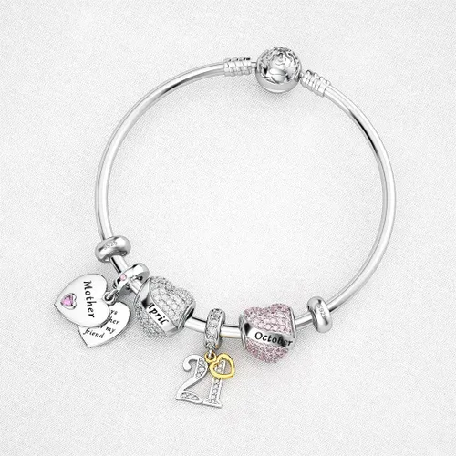 Vista 5 de DALARAN Cuentas de tope para pulseras de plata de ley 925 con clip espaciador tapones de pulsera Esmalte