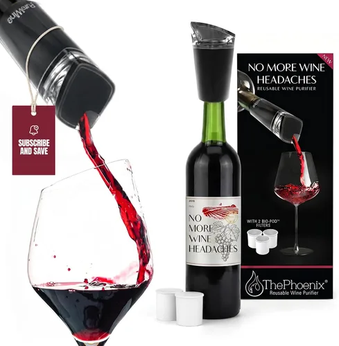 Vista 8 de PureWine Bio-Pods para purificador y aireador de vino, filtros de vino rojo y blanco para histaminas y sulfitos, ayuda a alergias y dolores