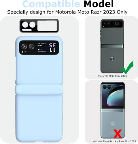 Vista 2 de Funda para Motorola Razr 2023 y protector de cámara trasera, funda delgada para teléfono con protector de bisagra, resistente a los arañazos, funda