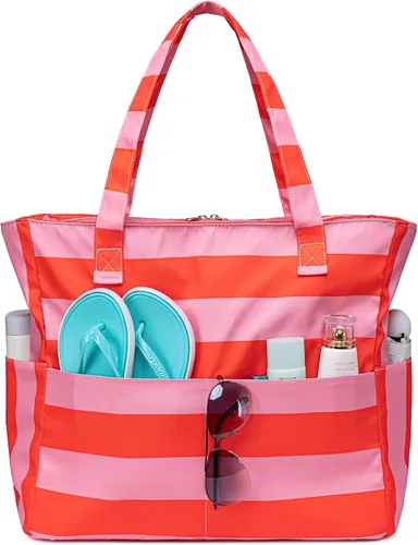 Vista 44 de Bluboon - Bolsa de playa impermeable para mujer, extra grande, con compartimento húmedo, para llevar de fin de semana, bolsa de piscina para viajes