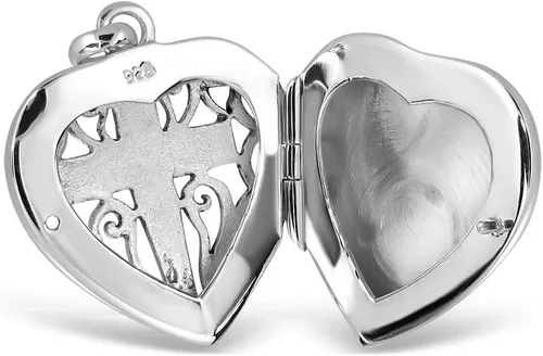 Vista 2 de WithLoveSilver - Colgante de plata de ley 925 con forma de corazón y filigrana, Plata esterlina