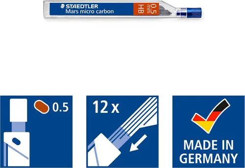 Vista 5 de Staedtler Micro Mars - Lápiz mecánico de carbono, 0.020 in, HB, 2.362 in x 12 (250 05 HB)
