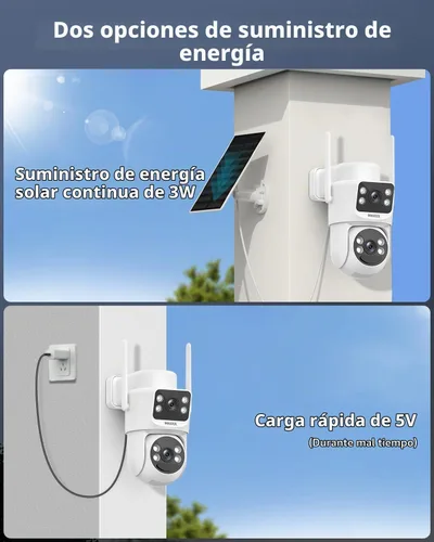 Vista 7 de OOSSXX Sistema de cámara de seguridad de batería solar dual de la lente 2K