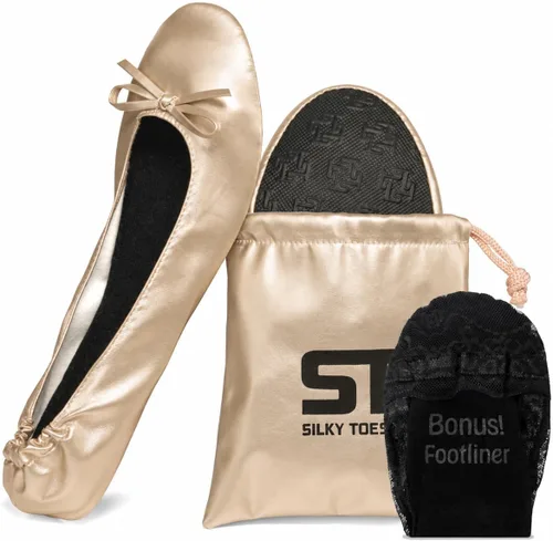 Vista 48 de Silky Toes Zapatos planos plegables para mujer, zapatos de ballet para A-Negro