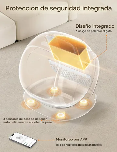 Vista 5 de [Usado] MeoWant - Arenero Automático para Gatos, Arenero Autolimpiable con Apertura Grande con Protección de Seguridad para Gatos Múltiples, Control