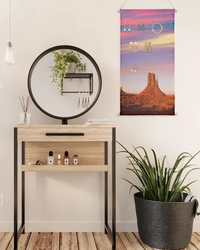 Vista 4 de Hanging Earring Jewelry Organizer Desert Dreamy Sunset Sundown Sky Natural Sand Building Landscape Earring Holder Necklace Earring Display Large