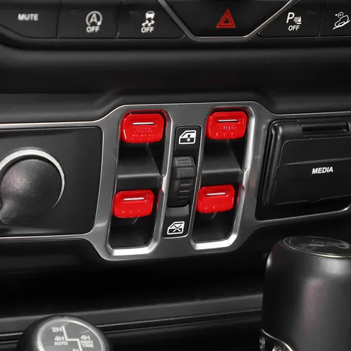 Vista 7 de CheroCar Cubierta de botón para interruptor de ventana Jeep JL, accesorios interiores para Jeep Wrangler JL JLU Gladiator JT 2018-2021 (rojo)