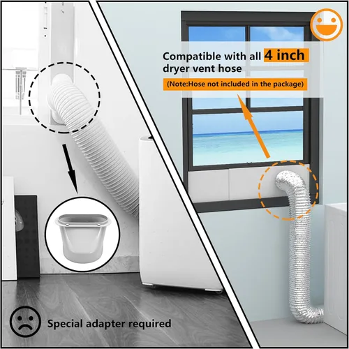 Vista 4 de LBG Products Kit de ventana de ventilación de secadora para manguera de ventilación de secadora de 4 pulgadas de diámetro, kit de placas de sellado