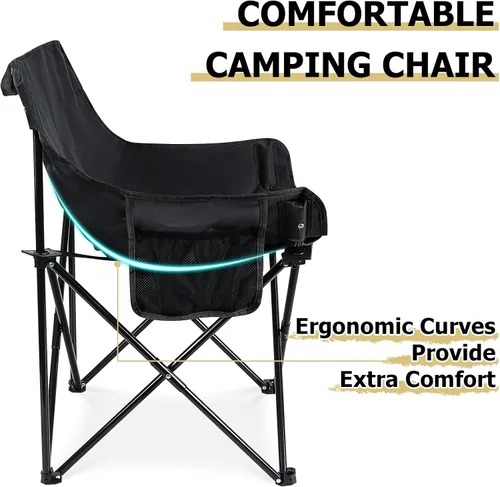 Vista 5 de Leonyo Paquete de 2 sillas plegables para campamento, sillas portátiles para exteriores, playa, césped, para adultos, con bolsa de transporte