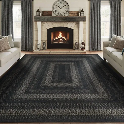 Vista 85 de Homespice Apple Pie - Alfombra ovalada roja de 2 x 3 pies, alfombra de cocina trenzada para decoración primitiva y rústica, reversible, yute sin