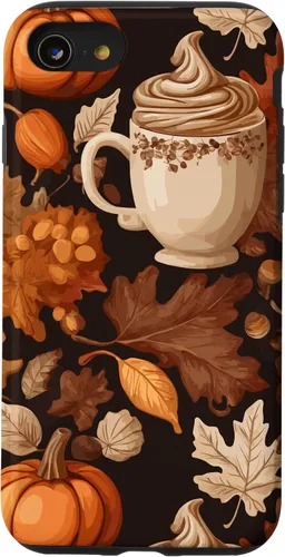 Vista 18 de Warm Autumn Stylish Coffee Cup Design - Fall Leaves Pattern Case for iPhone 17