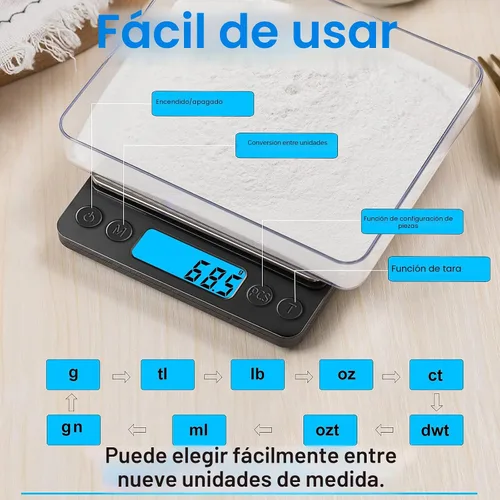 Vista 6 de Báscula digital de cocina de alimentos mejorada, 105.82 oz/0.00 oz de alta precisión que mide en gramos y onzas para cocinar, hornear, joyas
