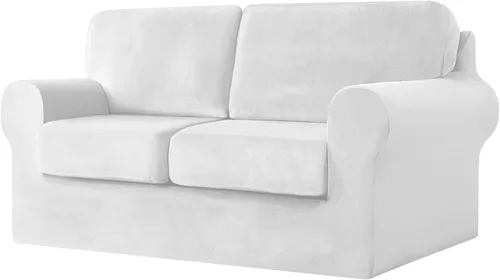 Vista 71 de UNBBRRL Fundas de sofá de 3 piezas para sofá, funda de terciopelo elástico para sillón con 1 funda de cojín de asiento y 1 funda de respaldo