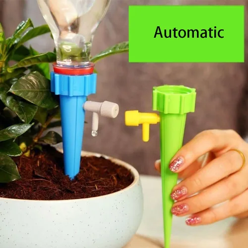 Vista 3 de 10 piezas de dispositivo de picos de riego automático para plantas, sistema de control automático de agua con válvula de liberación lenta, sistema