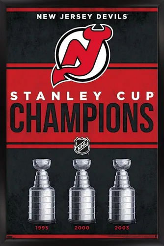 Vista 8 de Trends International NHL New Jersey Devils - Póster de pared Champions 23, 14.72 x 22.37 pulgadas, versión enmarcada de madera de granero