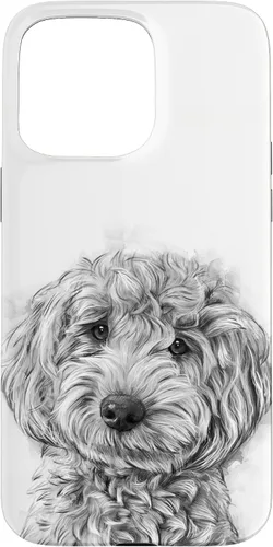 Vista 30 de iPhone 12/12 Pro Golden Doodle Retrato lindo perro ilustración caso de regalo