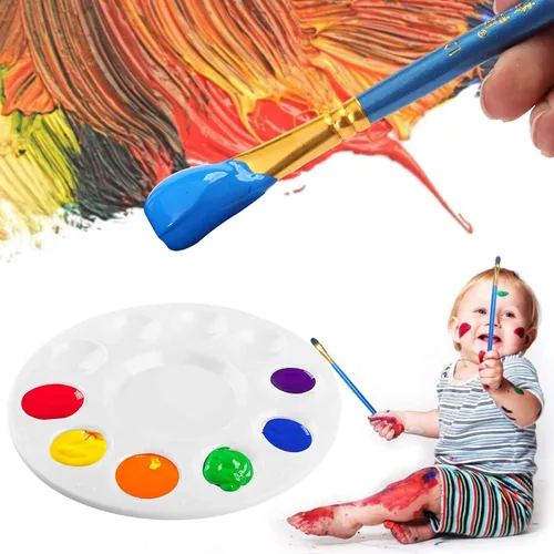 Vista 5 de Paletas de bandejas de pintura, paquete de 6, suministros de pintura, paleta de pintura para niños, paleta de plástico