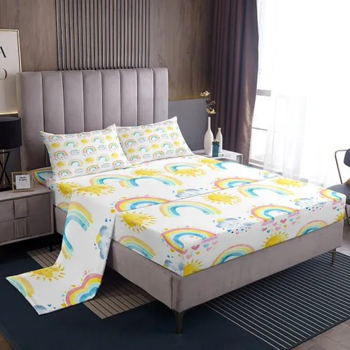 Vista 30 de Erosebridal Juego de sábanas de fresa, tamaño individual, diseño de fresa rosa para niñas y niños, sábana bajera ajustable de frutas tropicales