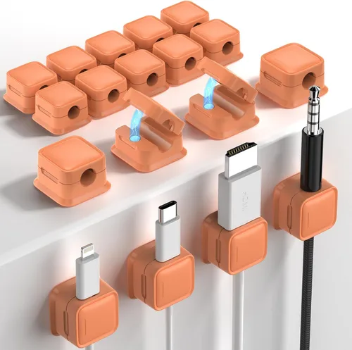Vista 20 de Paquete de 8 Organizadores de Cables con Soporte, Costop Fuerte Adhesivo Magnético para Gestión de Cables de Escritorio, Fácil de Abrir, Organiza