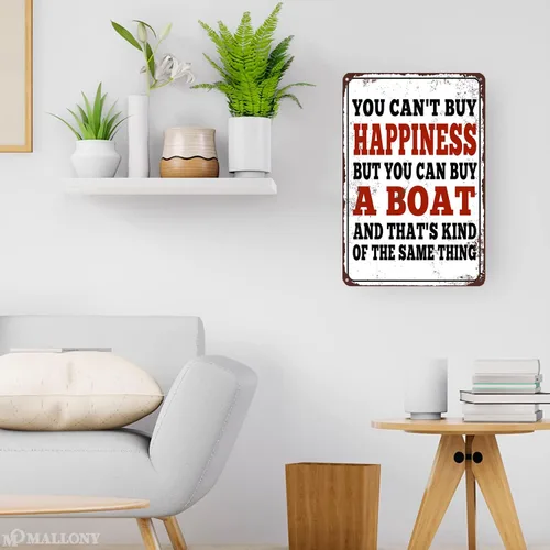 Vista 5 de Letrero divertido con texto en inglés «You Can't Buy Happiness BUT You Can Buy a Boat» para decoración de pared del hogar, 12 x 8 pulgadas