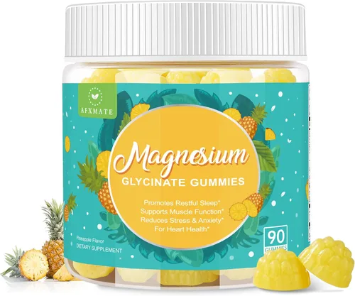 Vista 9 de 90 Count Magnesium Glycinate Gummies 600 mg - Sugar Free Magnesium Supplement for Adults with Glycinate & Malate, L-Theanine, Ashwagandha, Zinc