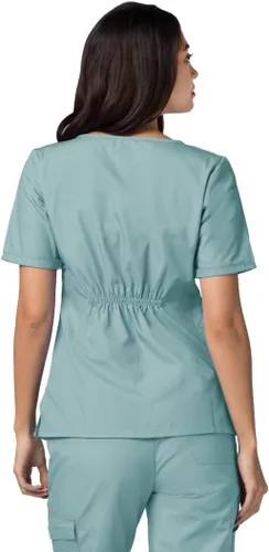 Vista 3 de Universal - Conjunto de pantalón y blusa para mujer, cuello en V, elásticos, de meter