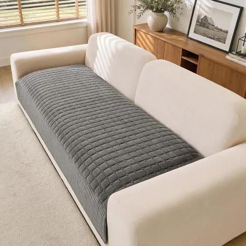 Vista 10 de OHSIO Funda de sofá de felpa suave para sofá, funda lavable de terciopelo Blanco