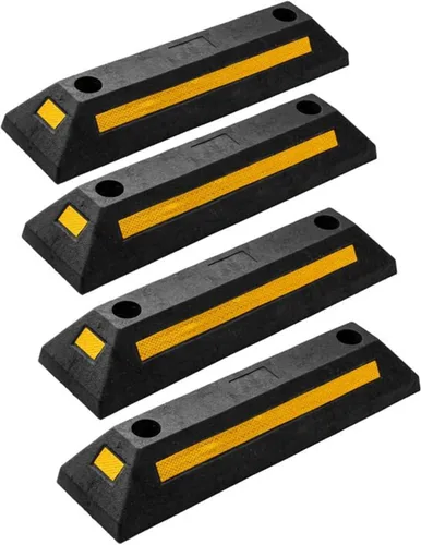 Vista 14 de ZONETECH Guía de aparcamiento de goma resistente, tope de rueda de garaje duradero de alta calidad para automóvil con borde de cinta amarilla