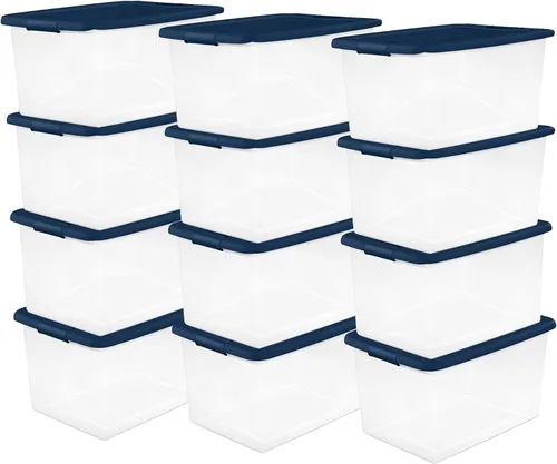 Vista 11 de Sterilite Programa de Color Paquete de 6, Contenedores de Almacenamiento Grandes de Plástico Transparente con Tapas, 64 Cuartos, Azul - Cajas