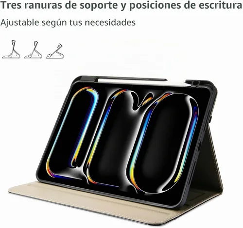 Vista 3 de ProCase Funda de piel sintética para iPad Pro de 11 pulgadas 2025 M5 / 2024 M4 con correa de mano bolsillo frontal, cubierta de soporte de negocios
