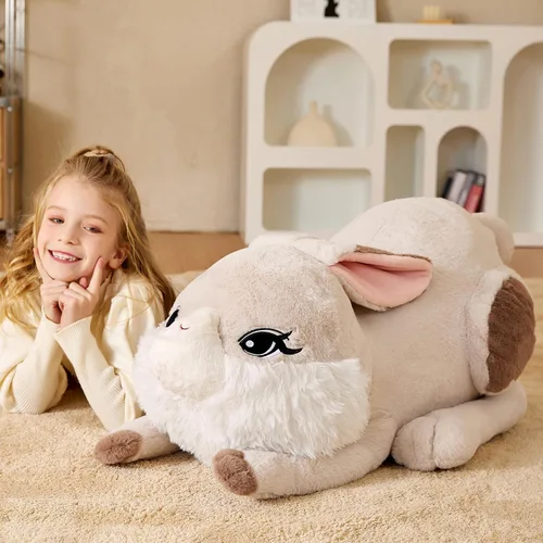 Vista 2 de EARTHSOUND Juguete de peluche con diseño de conejo gigante, conejo de 23 pulgadas de tamaño grande, juguetes suaves de tamaño jumbo, lindo y enorme