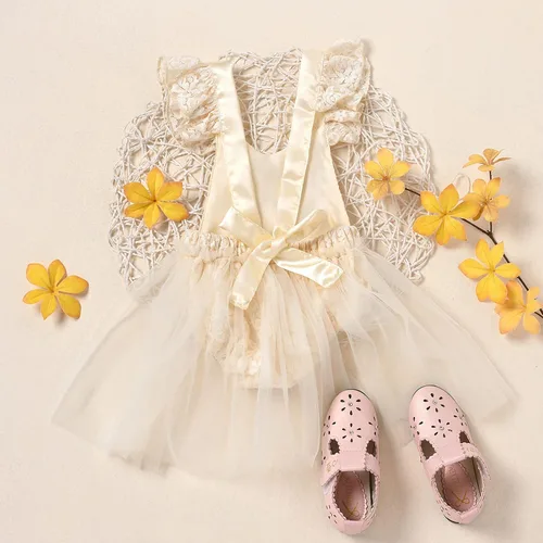 Vista 72 de Traje de bebé niña primer cumpleaños traje de encaje tul mameluco princesa tutú vestido de un año cumpleaños pastel Smash fotografía ropa